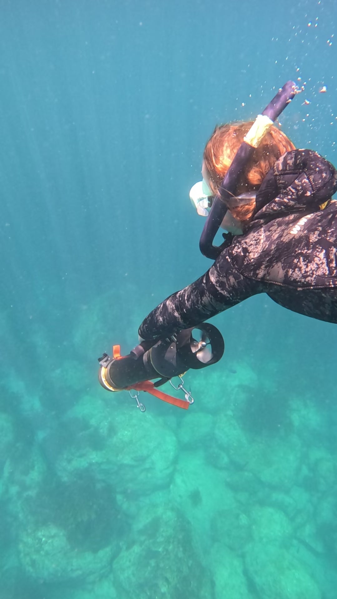 First-time freediving student learning breath-hold and equalisation technique on a Try Freediving day in Paihia, Bay of Islands